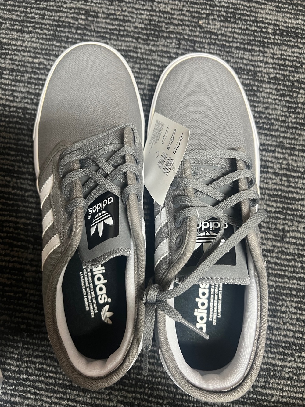 adidas Gray Canvas Low-Top Sneakers with White Stripes